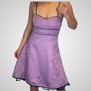 Speechless Y2K Lilac Fit Flare Dress Floral Brocade Sweetheart Tulle Hoco Formal